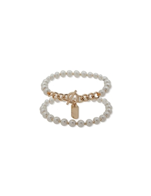 Bracelet Anne Klein Faux Pearl Stretch Set   | XPC-7774142